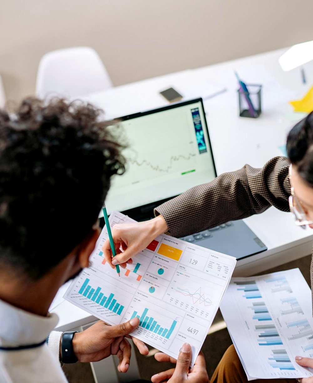 Accountant reviewing business figures with a client